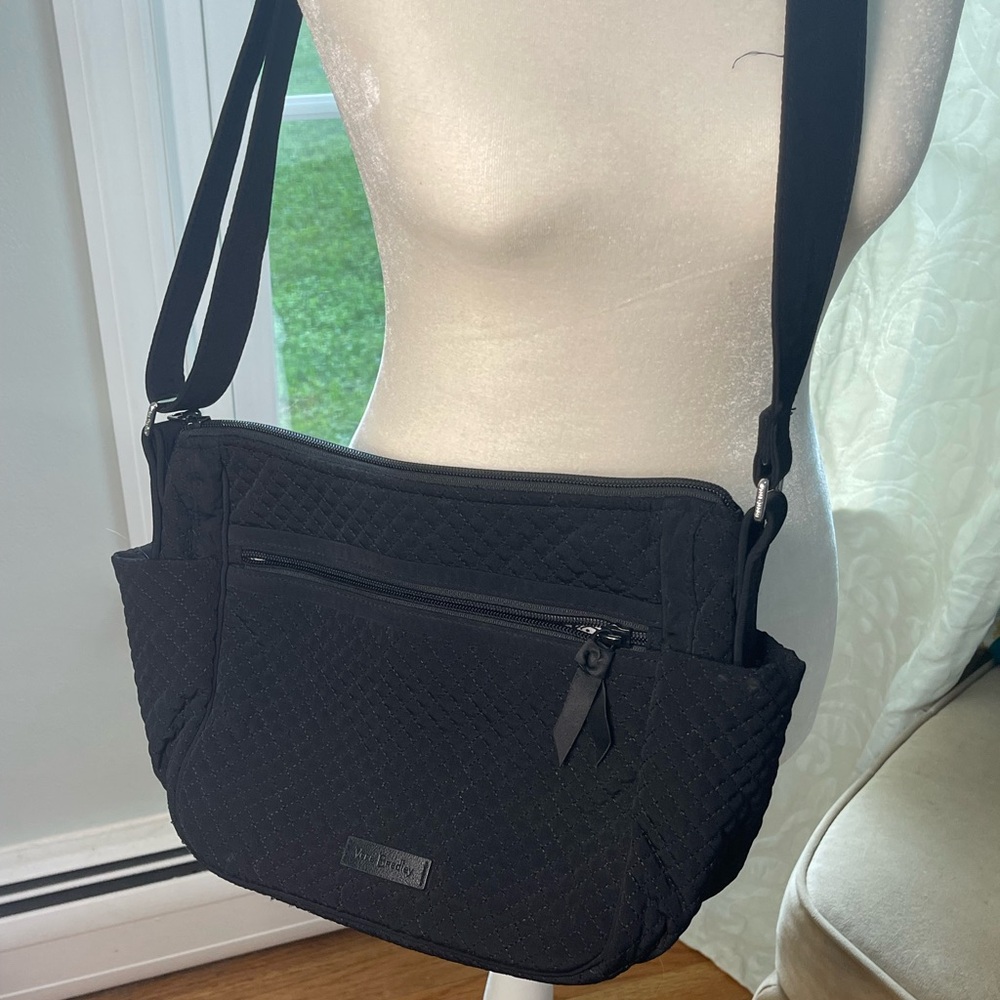 Vera Bradley Black Microfiber Crossbody Purse